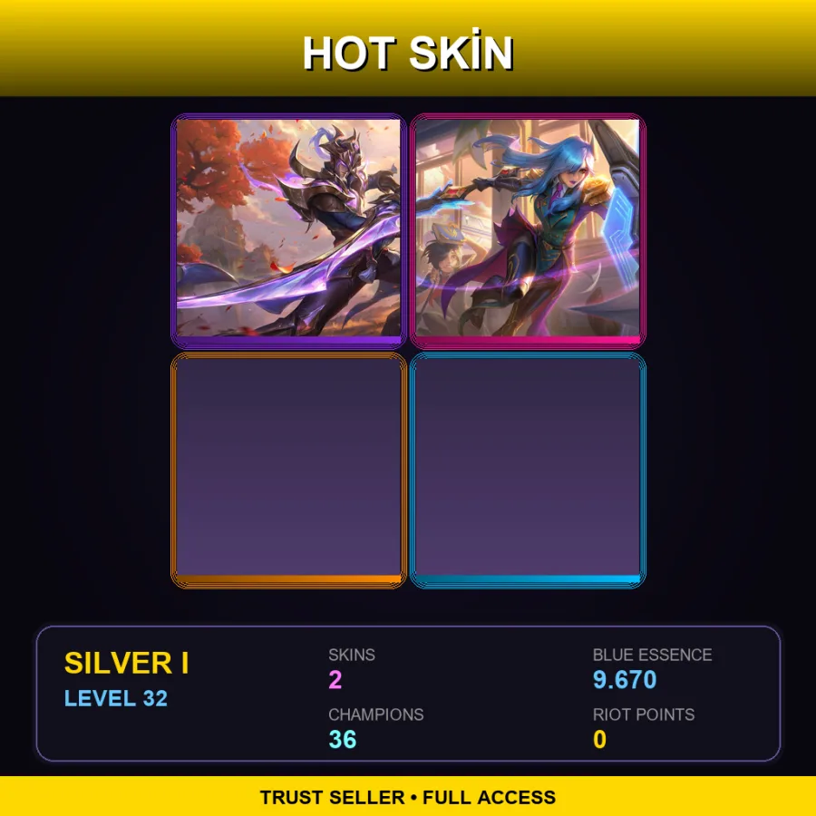 EUW | Lv32 | Silver I | 2 Skin | 36 Champ — LoL account