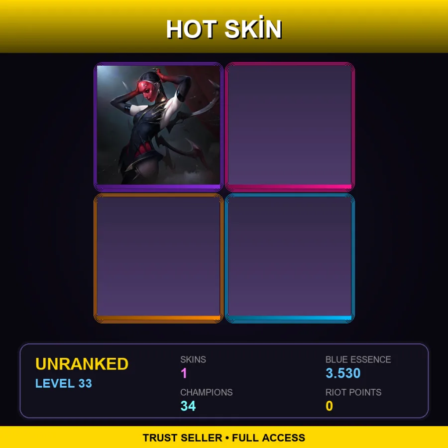 EUW | Lv33 | Unranked | 1 Skin | 34 Champ