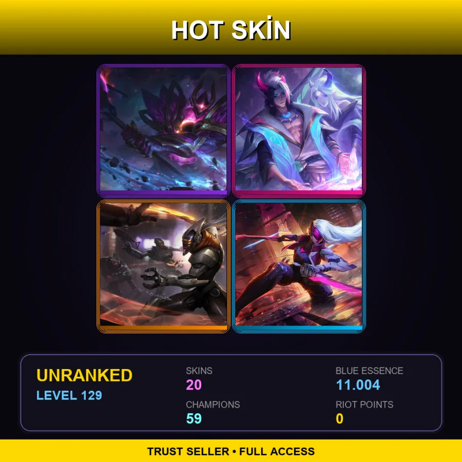 ME | Lv129 | Unranked | 20 Skin | 59 Champ — LoL account