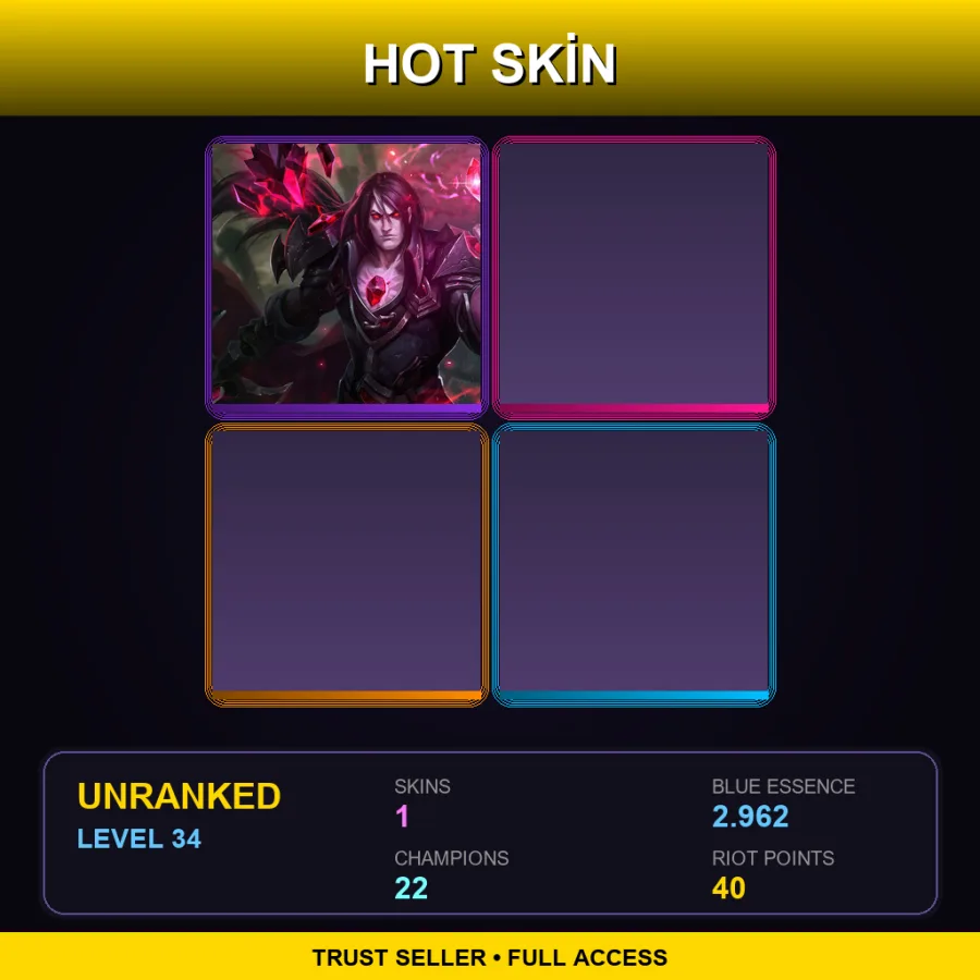 TR | Lv34 | Unranked | 1 Skin | 22 Champ — LoL account