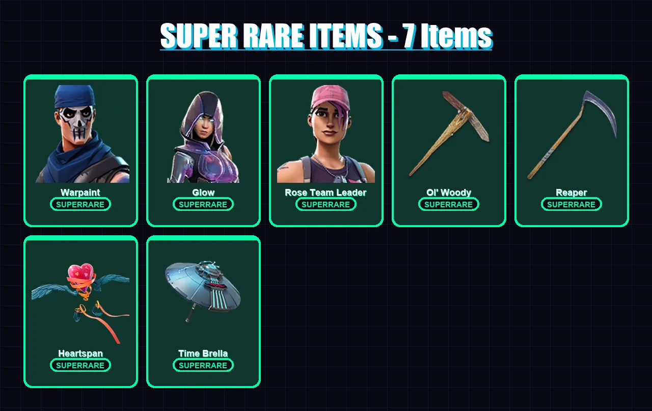 [PC/XBOX] | Warpaint | Glow | Rose Team Leader | Frostbite | Singularity | 126 skin | 147 pickaxe | 143 emote | 119 glider | Lv1562