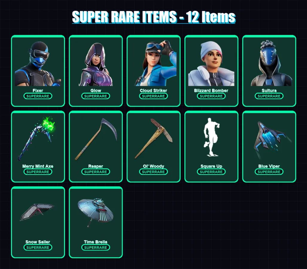[PS4/PS5/PC] | Fixer | Glow | Cloud Striker | Blizzard Bomber | Sultura | 203 skin | 192 pickaxe | 167 emote | 156 glider | Lv1956