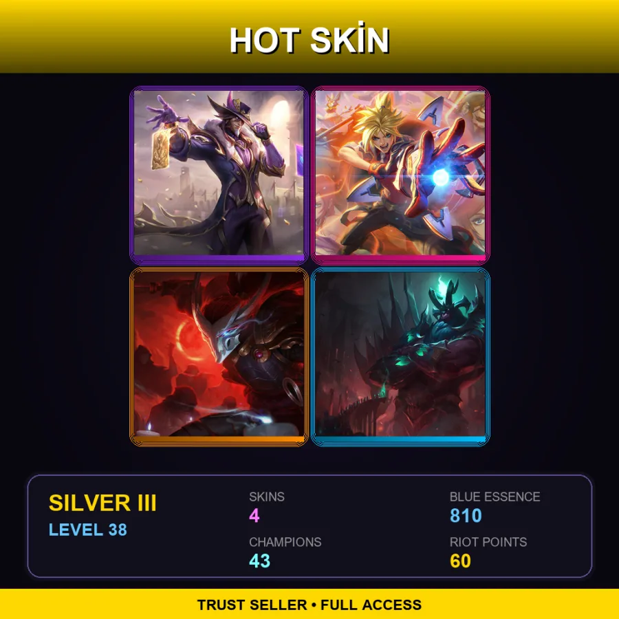 EUNE | Lv38 | Silver III | 4 Skin | 43 Champ