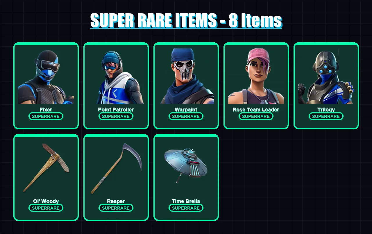 [PS4/PS5/XBOX/PC] | Fixer | Point Patroller | Warpaint | Rose Team Leader | Trilogy | 125 skin | 174 pickaxe | 135 emote | 151 glider | Lv2217