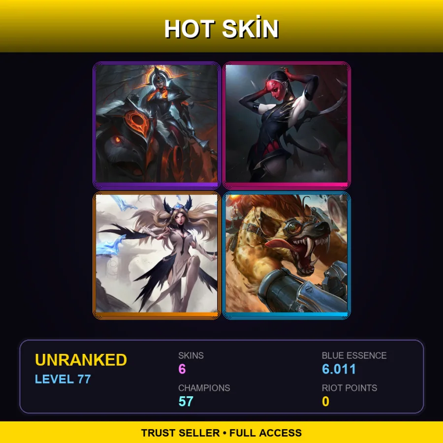LAN | Lv77 | Unranked | 6 Skin | 57 Champ