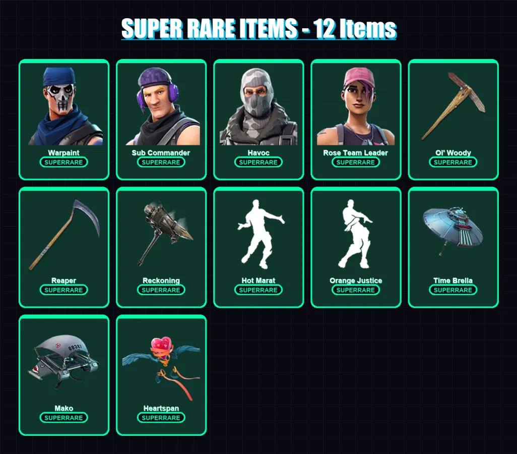 [PC/XBOX/PSN] | Warpaint | Sub Commander | Havoc | Rose Team Leader | Sentinel | 87 skin | 91 pickaxe | 90 emote | 93 glider | Lv1246