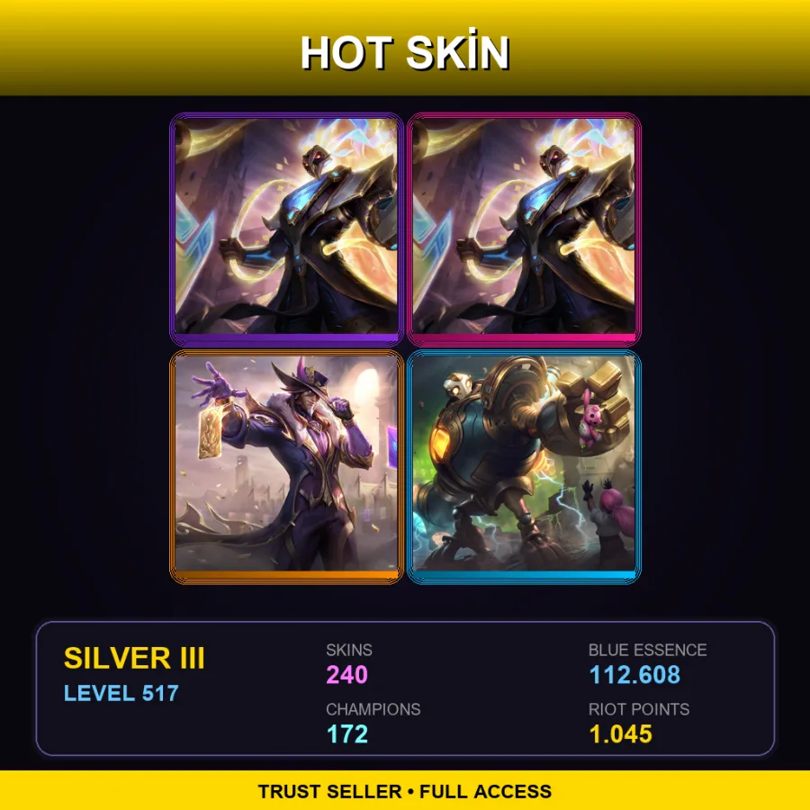 EUW | Lv517 | Silver III | 240 Skin | 172 Champ