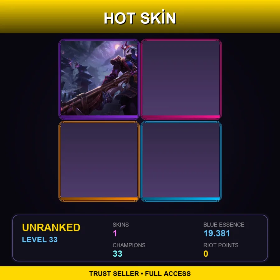 EUW | Lv33 | Unranked | 1 Skin | 33 Champ — LoL account