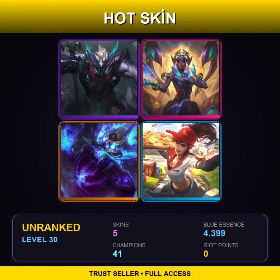 EUNE | Lv30 | Unranked | 5 Skin | 41 Champ — LoL account