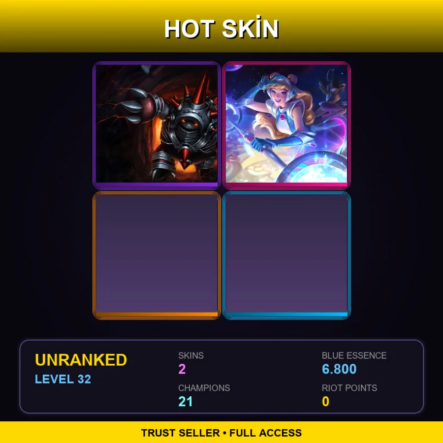 RU | Lv32 | Unranked | 2 Skin | 21 Champ