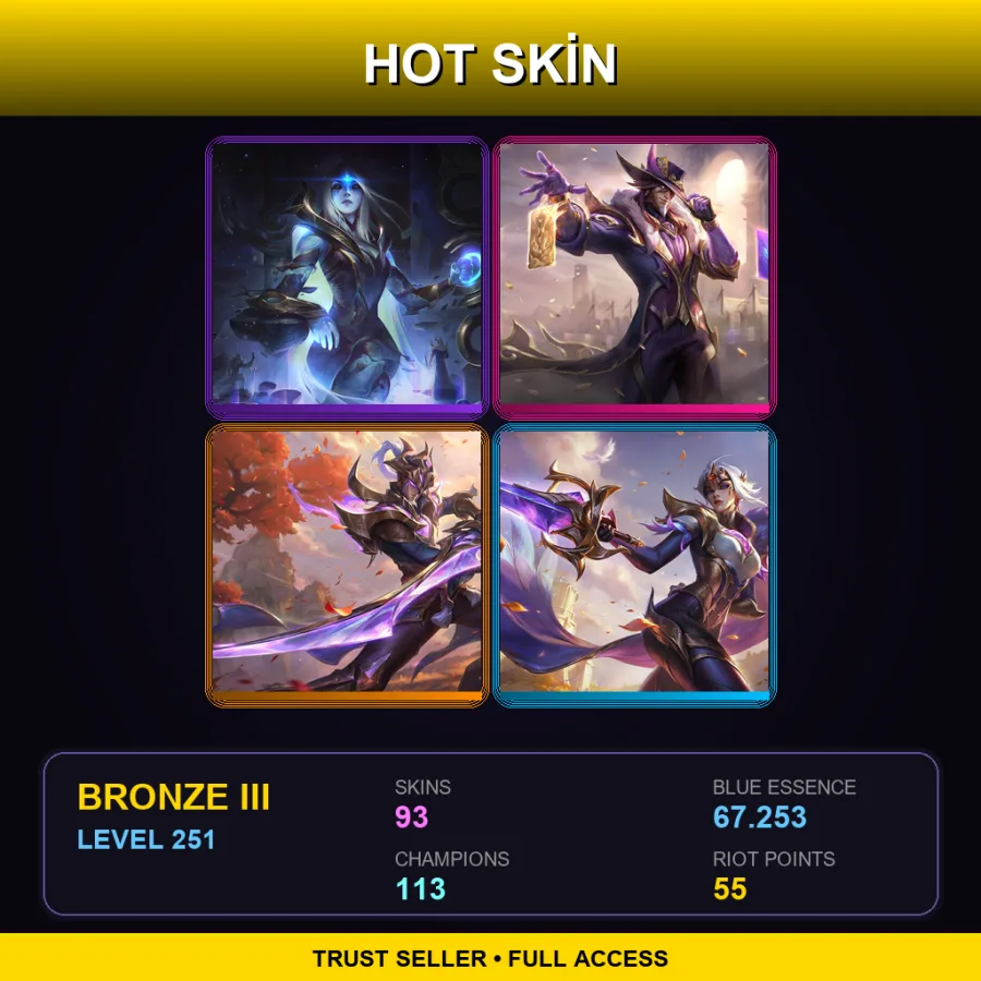EUW | Cosmic Queen Ashe | Victorious Twisted Fate | Victorious Master Yi | Victorious Fiora | 93 Skin | 113 Champ | Bronze III | Lv251