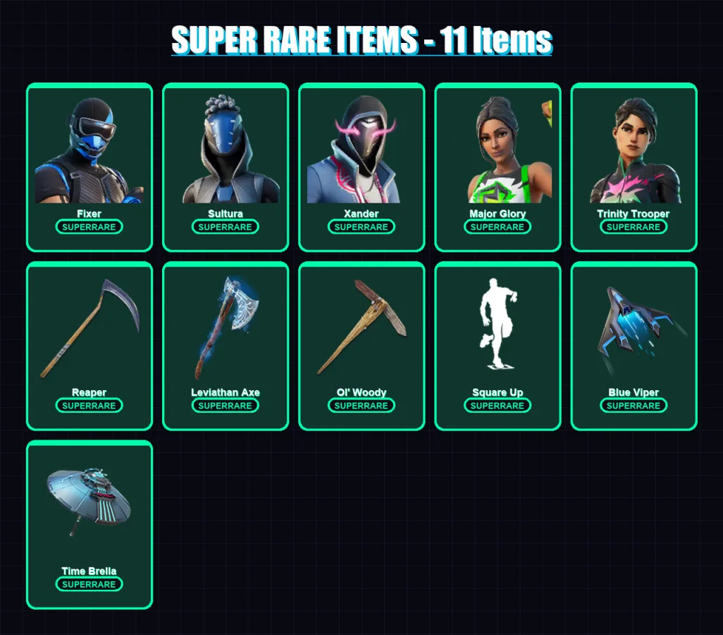 [PC/XBOX/PSN] | Fixer | Sultura | Xander | Major Glory | Trinity Trooper | 138 skin | 166 pickaxe | 156 emote | 108 glider | Lv2713 — Fortnite account