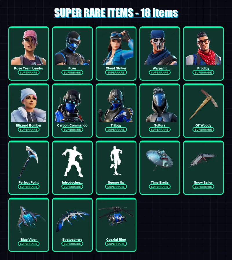[PC/XBOX] | Rose Team Leader | Fixer | Cloud Striker | Warpaint | Prodigy | 136 skin | 146 pickaxe | 114 emote | 137 glider | Lv1892