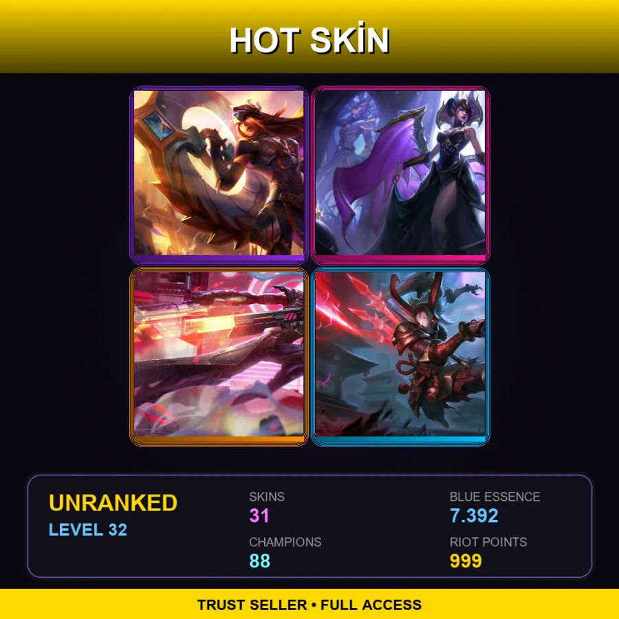EUW | Lv32 | Unranked | 31 Skin | 88 Champ
