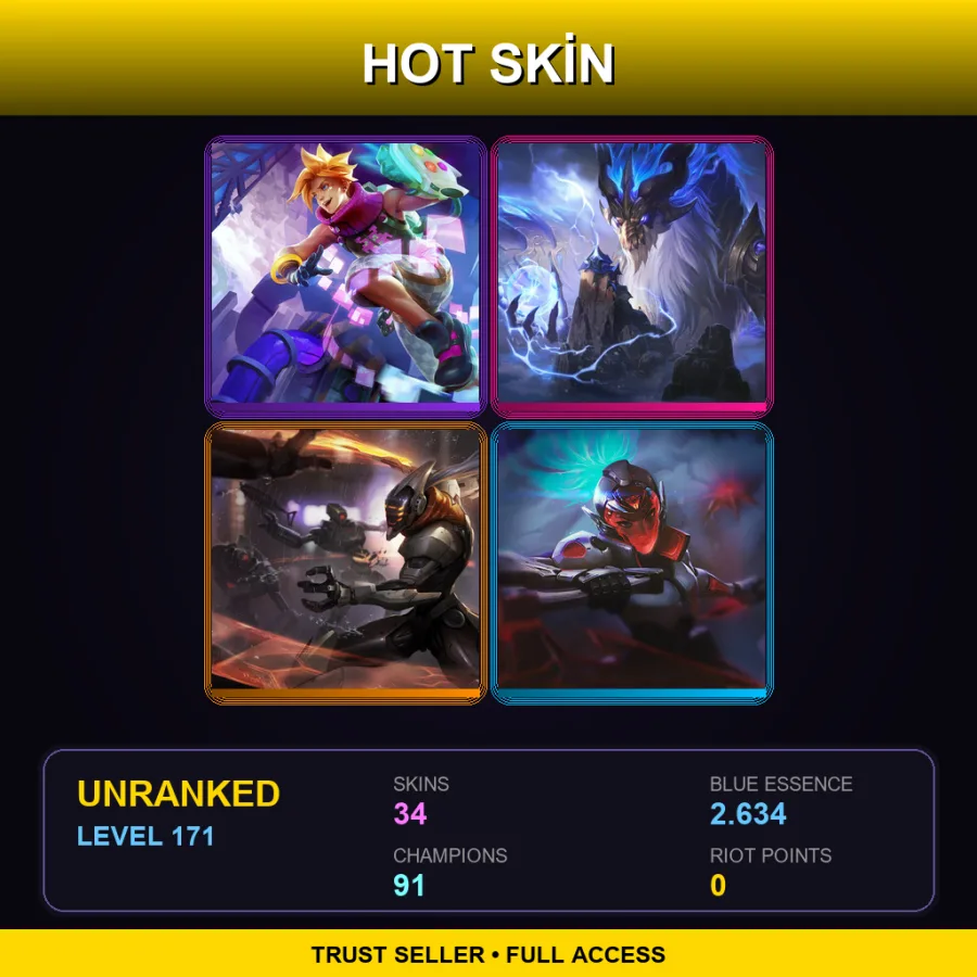 TR | Lv171 | Unranked | 34 Skin | 91 Champ — Cottontail Fizz
