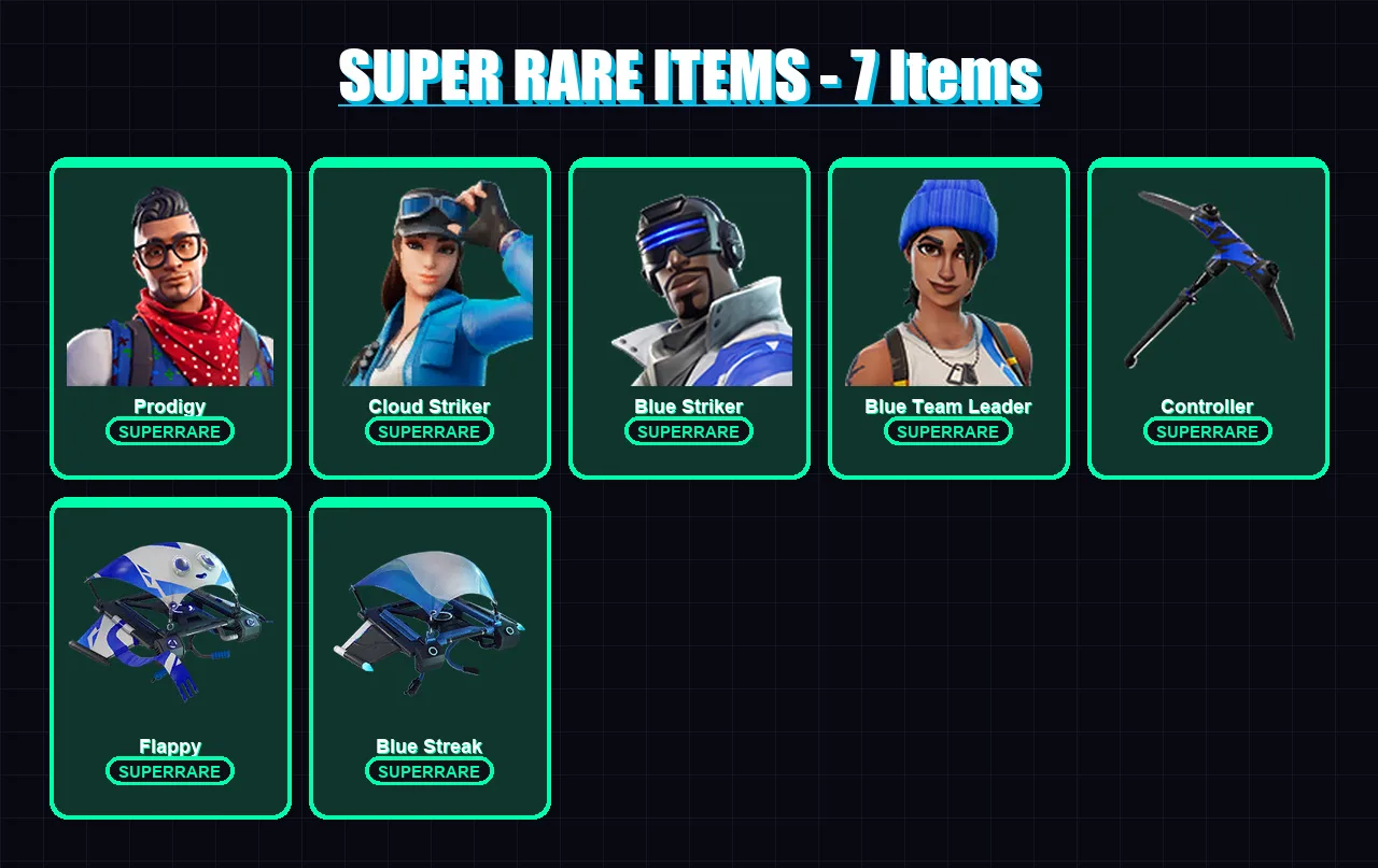 [PC/XBOX/PSN] | Prodigy | Cloud Striker | Blue Striker | Blue Team Leader | Gear Specialist Maya | 83 skin | 84 pickaxe | 76 emote | 91 glider | Lv9 — Fortnite account