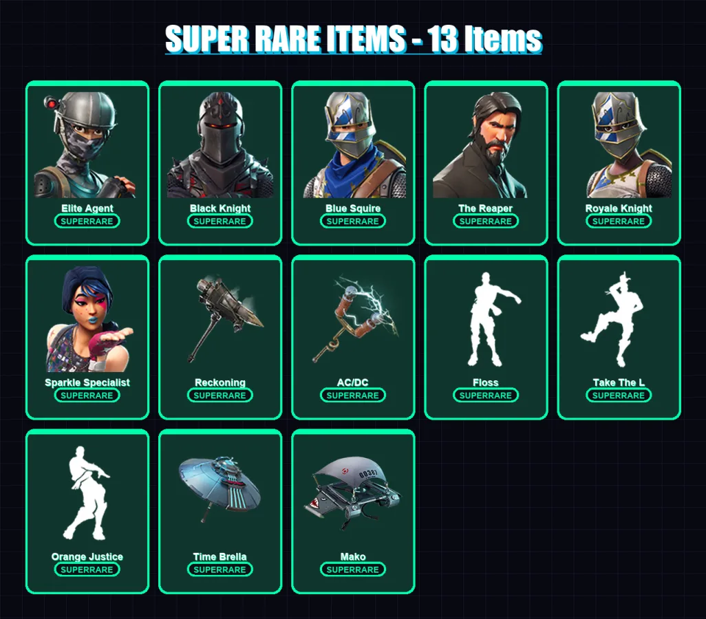 [PC/PSN] | Elite Agent | Black Knight | Blue Squire | The Reaper | Royale Knight | 38 skin | 31 pickaxe | 38 emote | 42 glider | Lv606