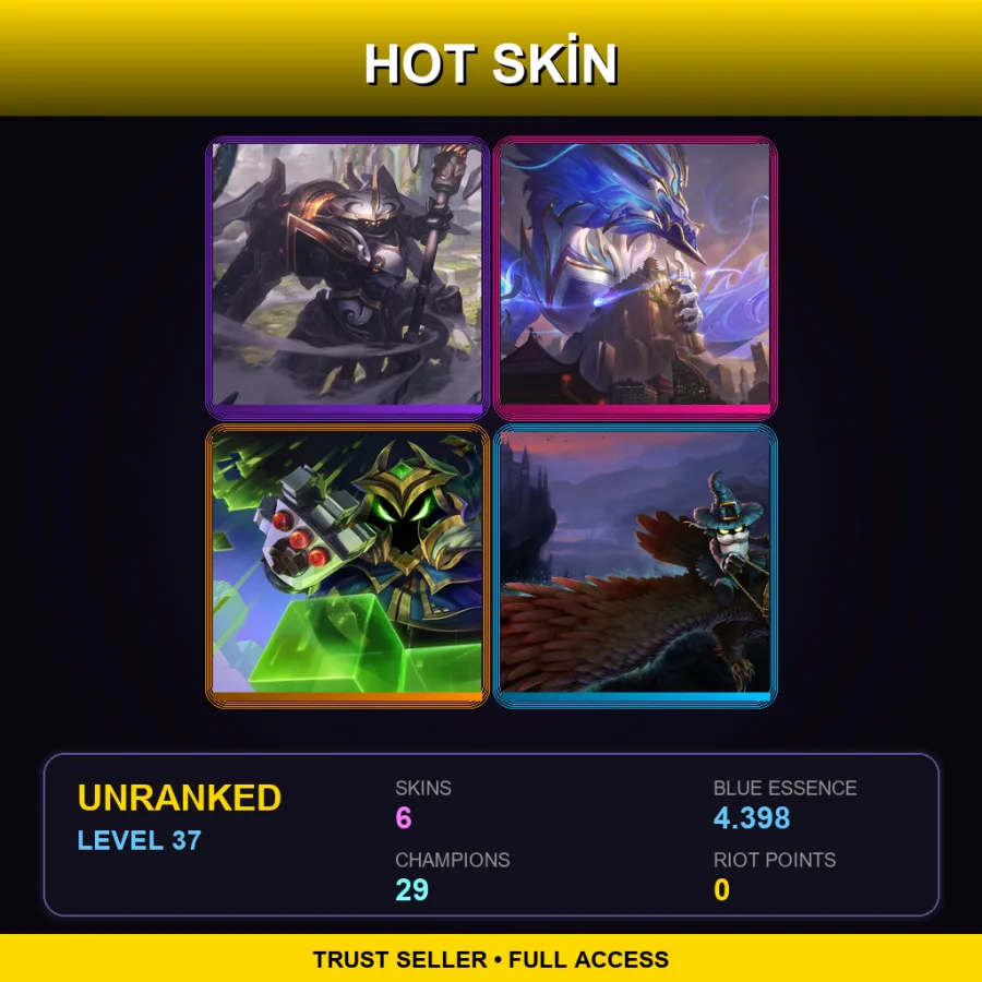 EUW | Lv37 | Unranked | 6 Skin | 29 Champ