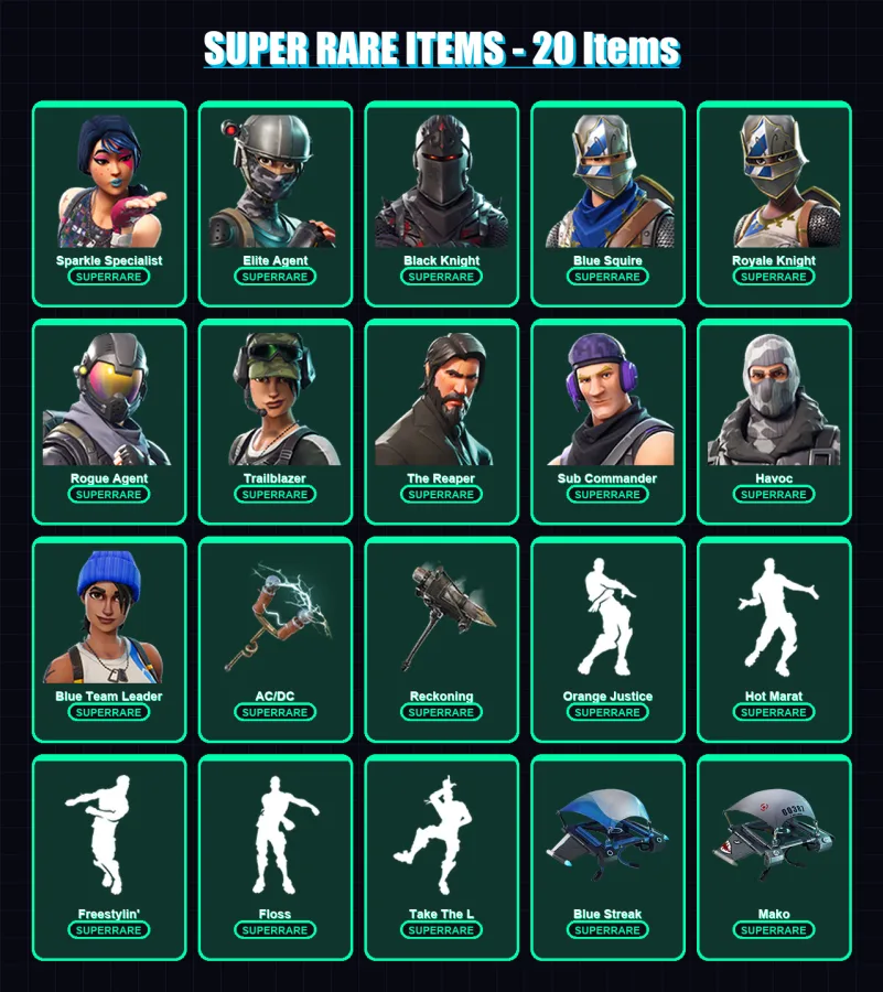 [PC/XBOX/PSN] | Sparkle Specialist | Elite Agent | Black Knight | Blue Squire | Royale Knight | 44 skin | 22 pickaxe | 29 emote | 28 glider | Lv427