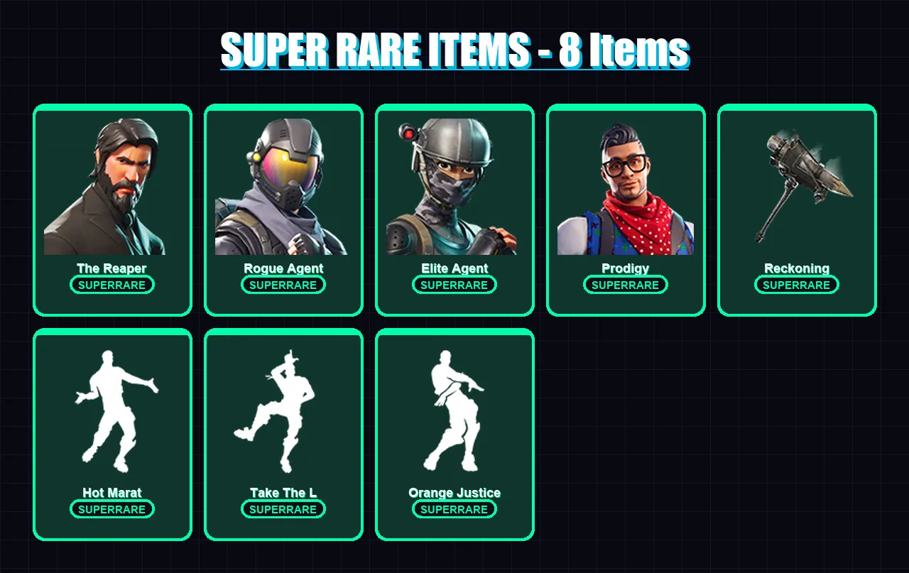 [PS4/PS5/XBOX/PC] | The Reaper | Rogue Agent | Elite Agent | Prodigy | Red Knight | 41 skin | 25 pickaxe | 43 emote | 31 glider | Lv585