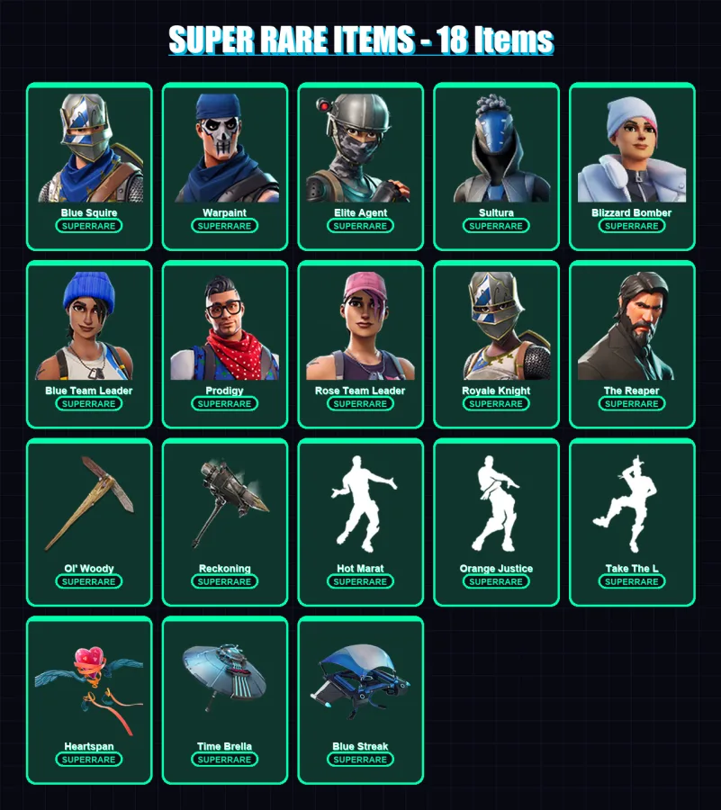 [PS4/PS5/XBOX/PC] | Blue Squire | Warpaint | Elite Agent | Sultura | Blizzard Bomber | 37 skin | 45 pickaxe | 61 emote | 57 glider | Lv752