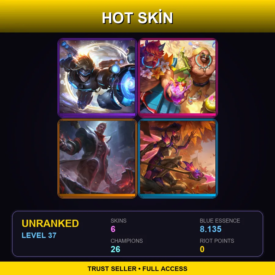 NA | Lv37 | Unranked | 6 Skin | 26 Champ