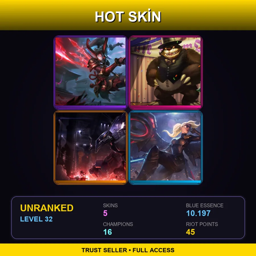 LAS | Lv32 | Unranked | 5 Skin | 16 Champ