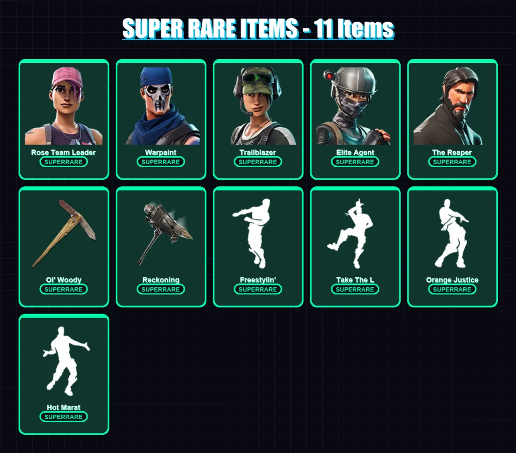 [PC/XBOX] | Rose Team Leader | Warpaint | Trailblazer | Elite Agent | The Reaper | 33 skin | 31 pickaxe | 35 emote | 29 glider | Lv338