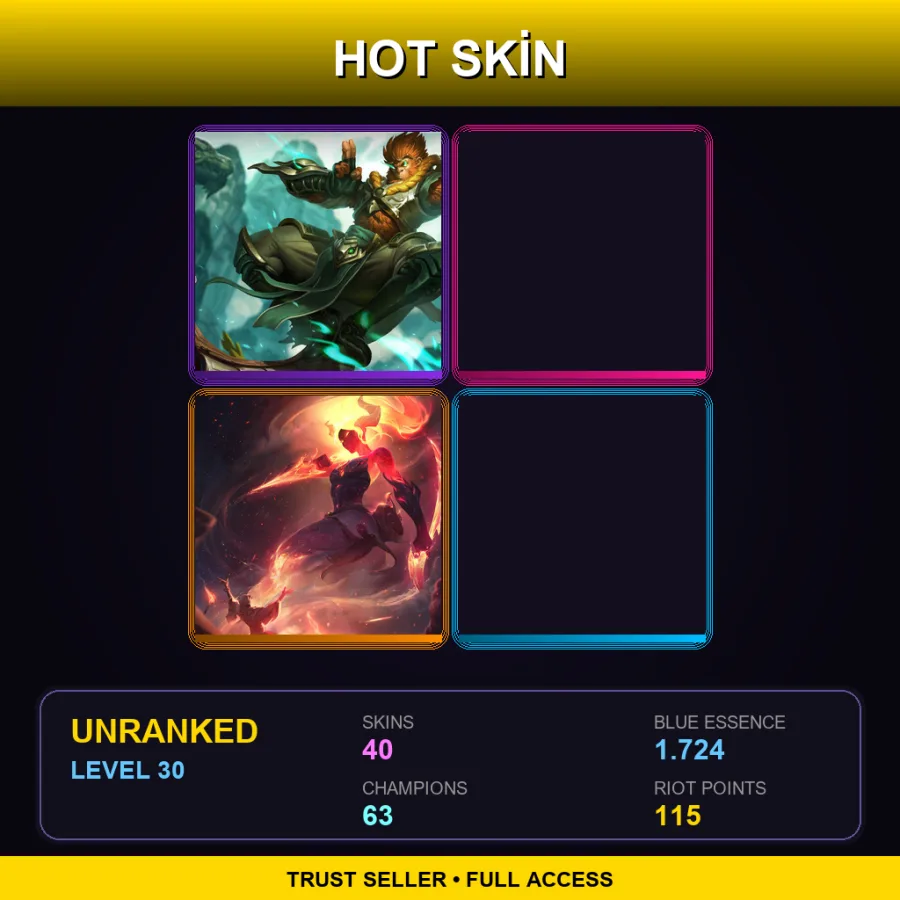 EUW | Lv30 | Unranked | 40 Skin | 63 Champ
