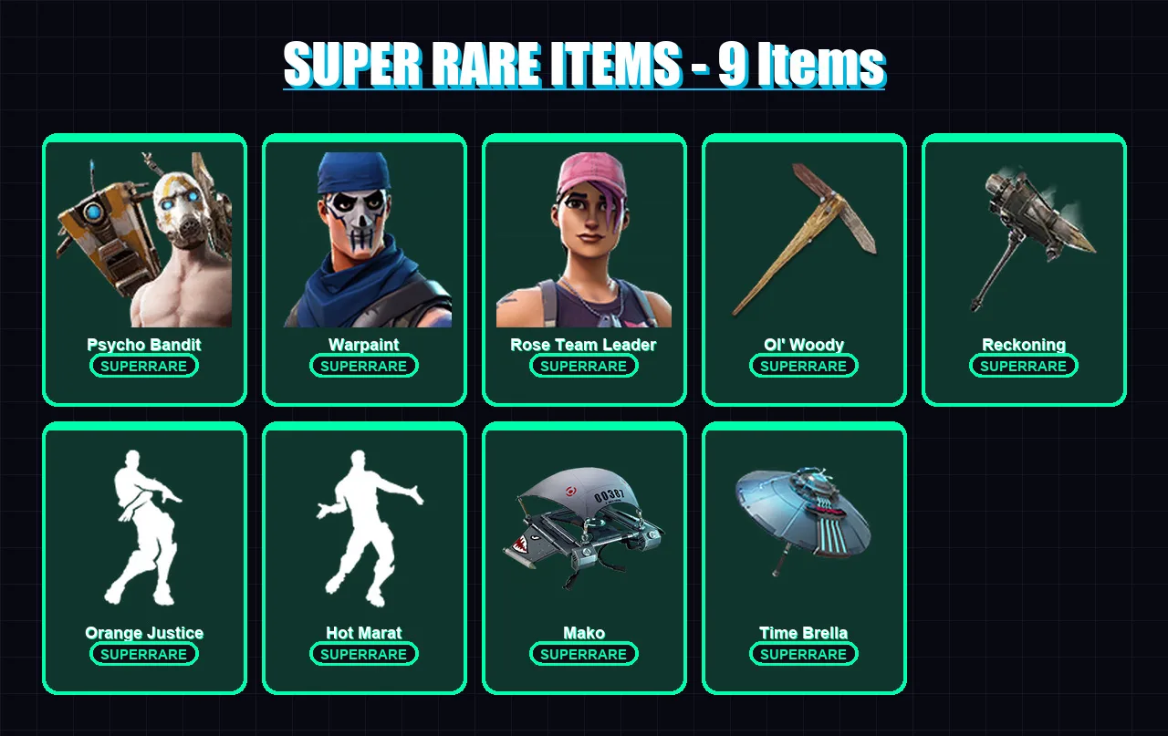 [PS4/PS5/XBOX/PC] | Psycho Bandit | Warpaint | Rose Team Leader | A.I.M. | Ruin | 97 skin | 85 pickaxe | 83 emote | 101 glider | Lv1516