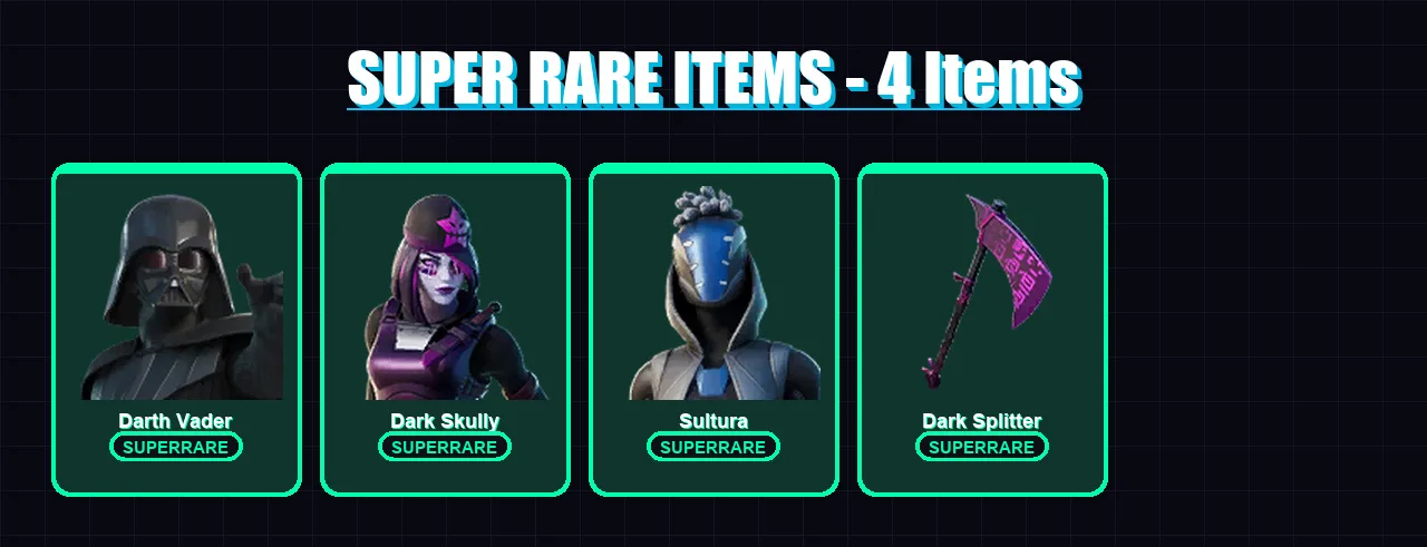 [PC] | Darth Vader | Dark Skully | Sultura | Twyn | The Origin | 82 skin | 115 pickaxe | 59 emote | 65 glider | Lv754