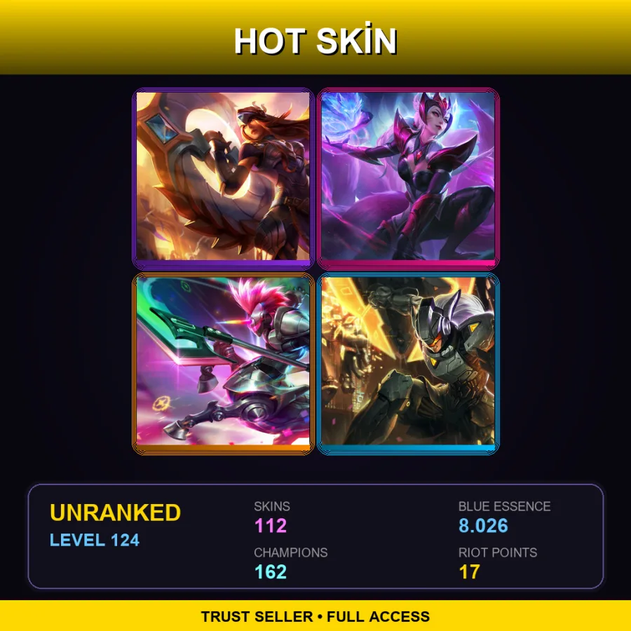 NA | Lv124 | Unranked | 112 Skin | 162 Champ — LoL account