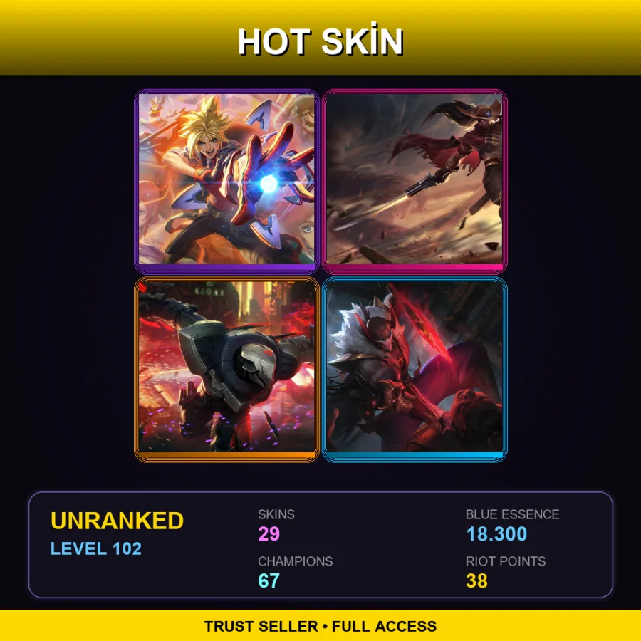 TW | Lv102 | Unranked | 29 Skin | 67 Champ
