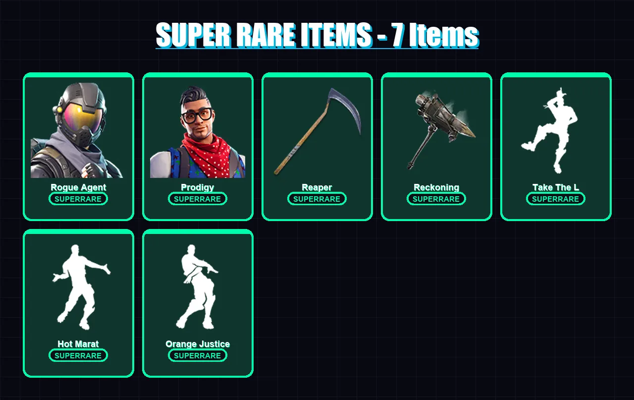 [PS4/PS5/XBOX/PC] | Rogue Agent | Prodigy | Carbide | Drift | Omega | 44 skin | 27 pickaxe | 36 emote | 31 glider | Lv487
