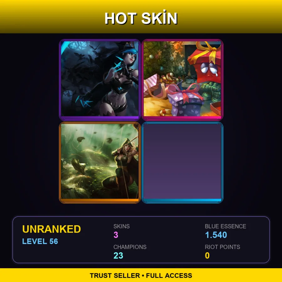 NA | Shadow Evelynn | Re-Gifted Amumu | Sherwood Forest Ashe | 3 Skin | 23 Champ | Lv56