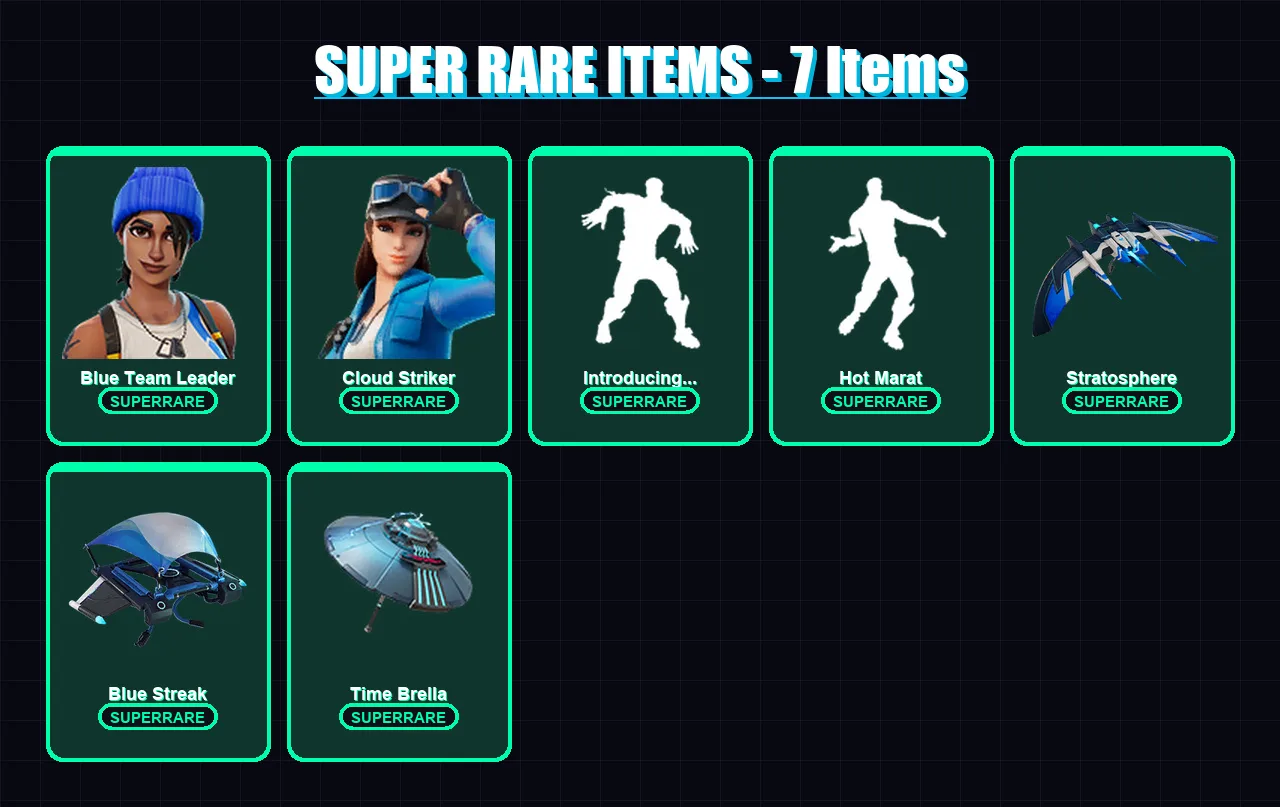 [PC/XBOX] | Blue Team Leader | Cloud Striker | Fusion | Midas | Ultima Knight | 52 skin | 77 pickaxe | 84 emote | 94 glider | Lv1627