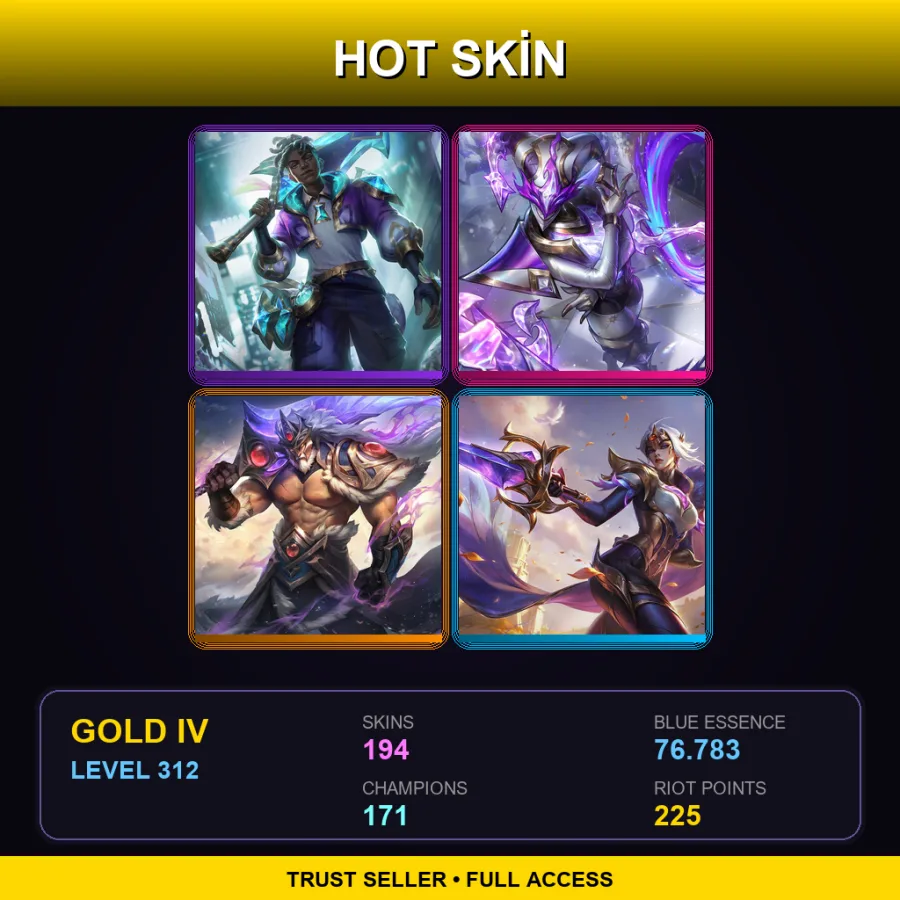 NA | Lv312 | Gold IV | 194 Skin | 171 Champ