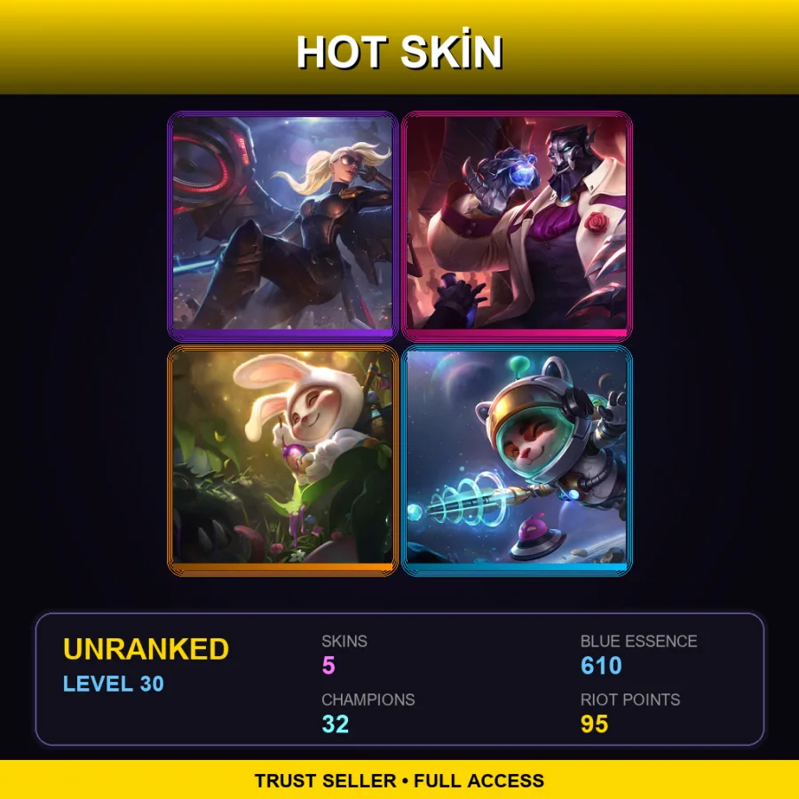 EUW | Lv30 | Unranked | 5 Skin | 32 Champ