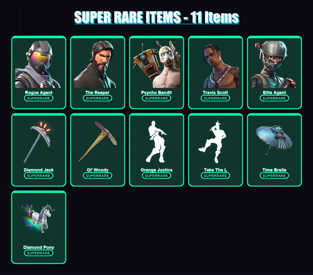 [PC/PSN] | Rogue Agent | The Reaper | Psycho Bandit | Travis Scott | Elite Agent | 54 skin | 46 pickaxe | 46 emote | 46 glider | Lv590 — Fortnite account