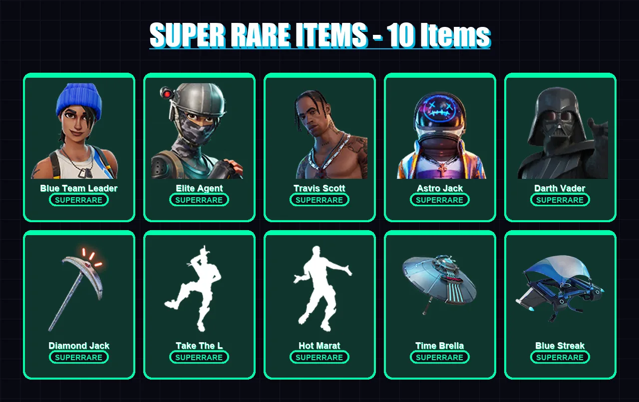 [PC/XBOX] | Blue Team Leader | Elite Agent | Travis Scott | Astro Jack | Darth Vader | 84 skin | 79 pickaxe | 96 emote | 88 glider | Lv1213 — Fortnite account