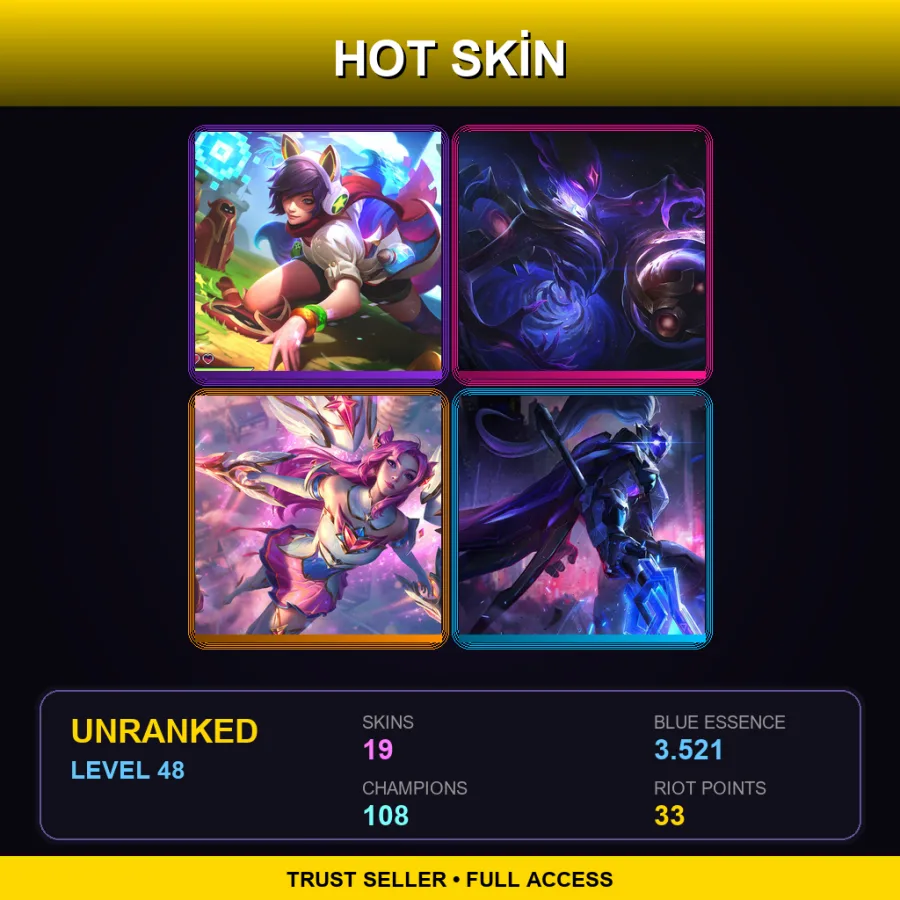 EUW | Lv48 | Unranked | 19 Skin | 108 Champ — LoL account