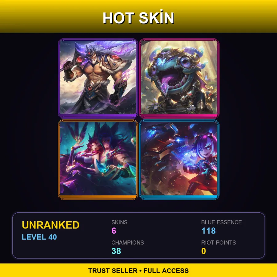 EUNE | Lv40 | Unranked | 6 Skin | 38 Champ
