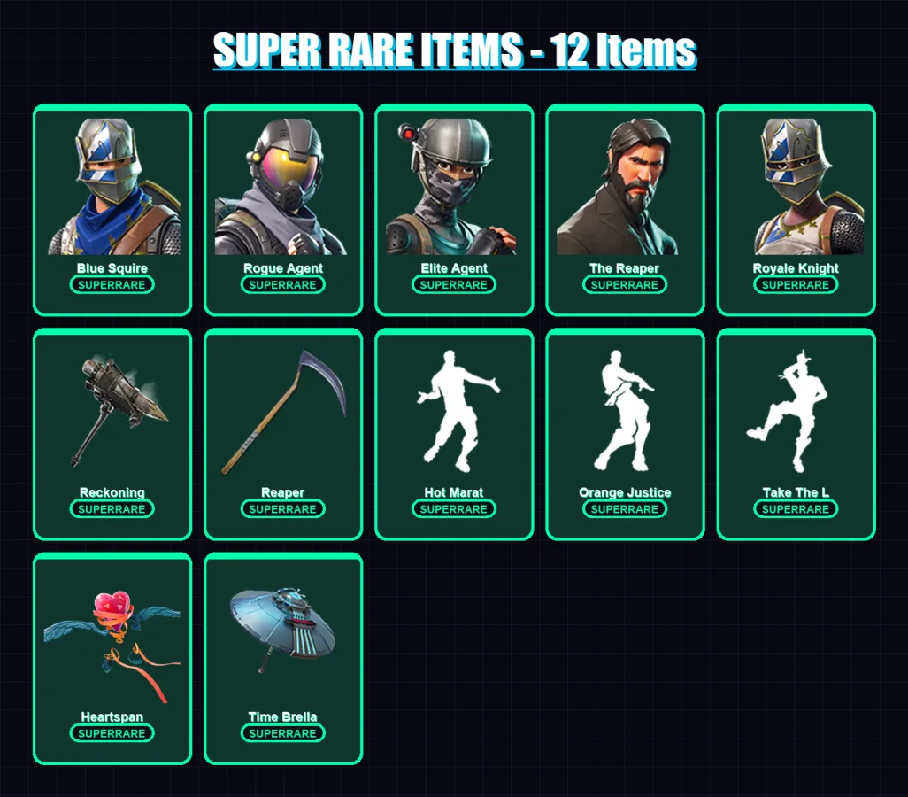 [PC/XBOX/PSN] | Blue Squire | Rogue Agent | Elite Agent | The Reaper | Royale Knight | 48 skin | 50 pickaxe | 56 emote | 53 glider | Lv875