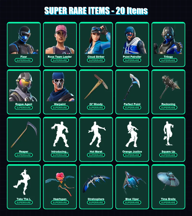 [PC/XBOX/PSN] | Fixer | Rose Team Leader | Cloud Striker | Point Patroller | Trilogy | 175 skin | 193 pickaxe | 167 emote | 171 glider | Lv2416