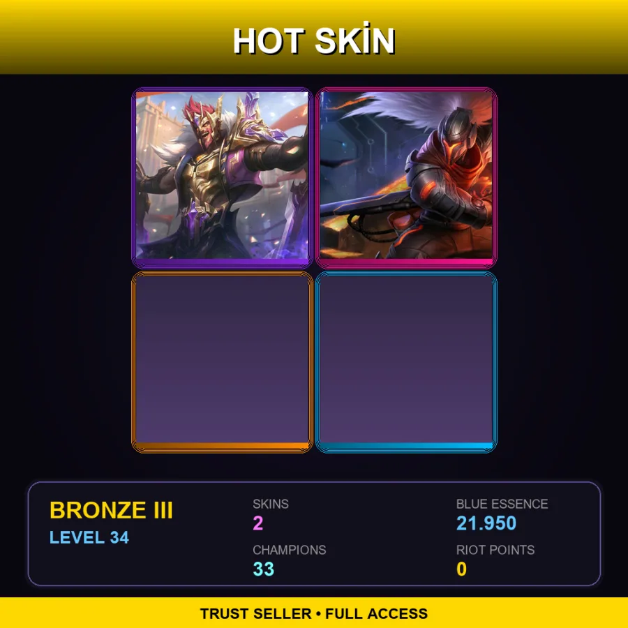 EUNE | Lv34 | Bronze III | 2 Skin | 33 Champ