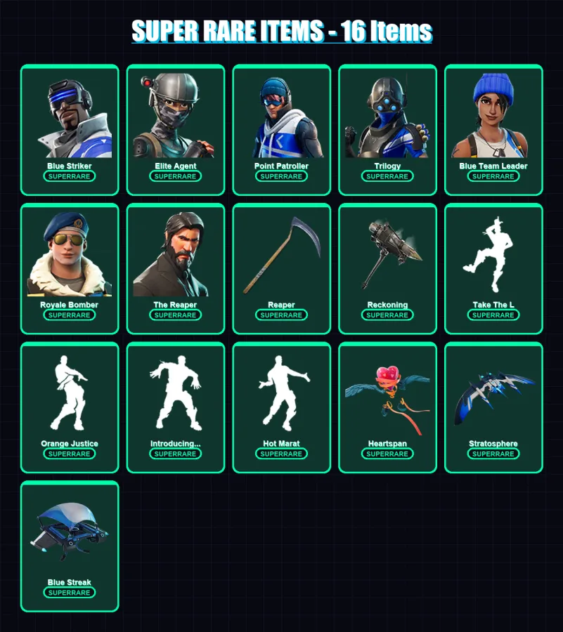 [PC/XBOX] | Blue Striker | Elite Agent | Point Patroller | Trilogy | Blue Team Leader | 117 skin | 93 pickaxe | 136 emote | 86 glider | Lv1311