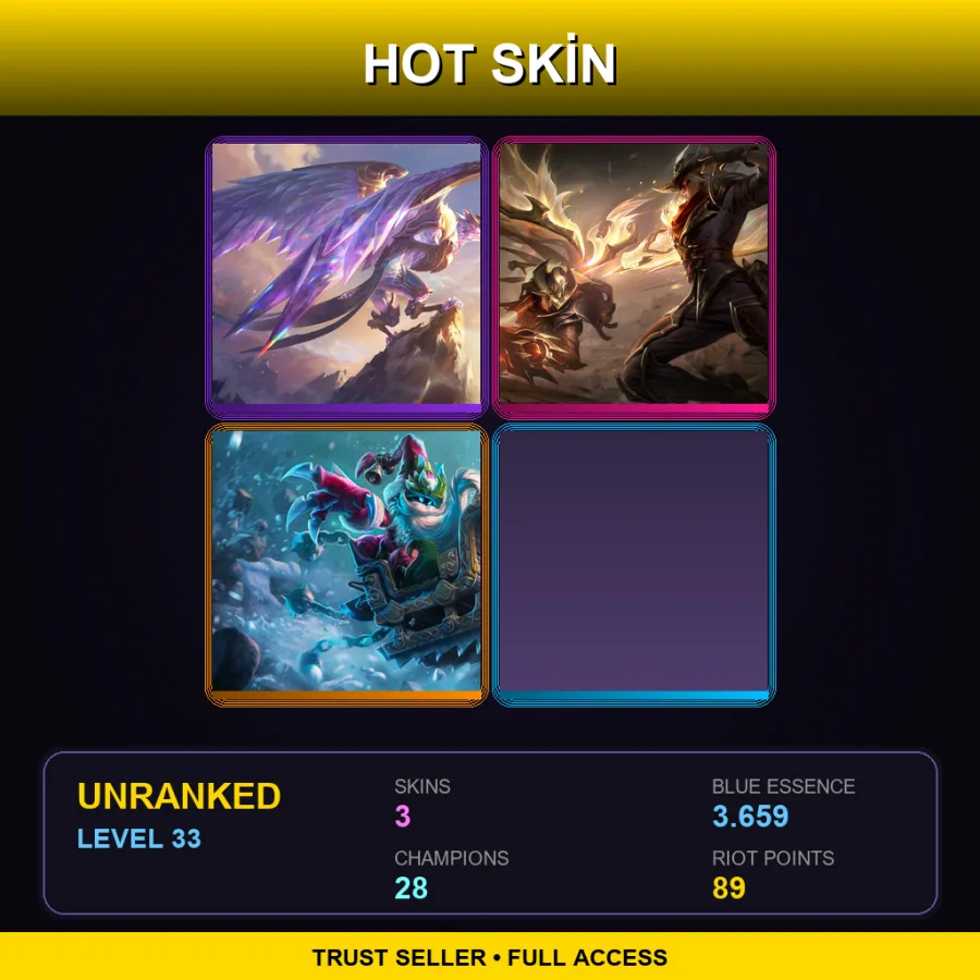 EUW | Lv33 | Unranked | 3 Skin | 28 Champ