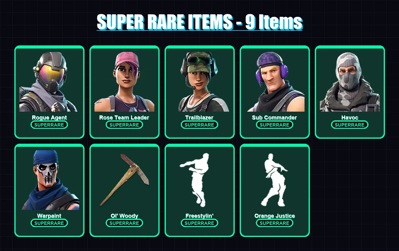 [PC/XBOX/PSN] | Rogue Agent | Rose Team Leader | Trailblazer | Sub Commander | Havoc | 18 skin | 12 pickaxe | 17 emote | 17 glider | Lv178