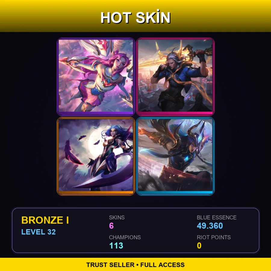 VN | Lv32 | Bronze I | 6 Skin | 113 Champ — LoL account