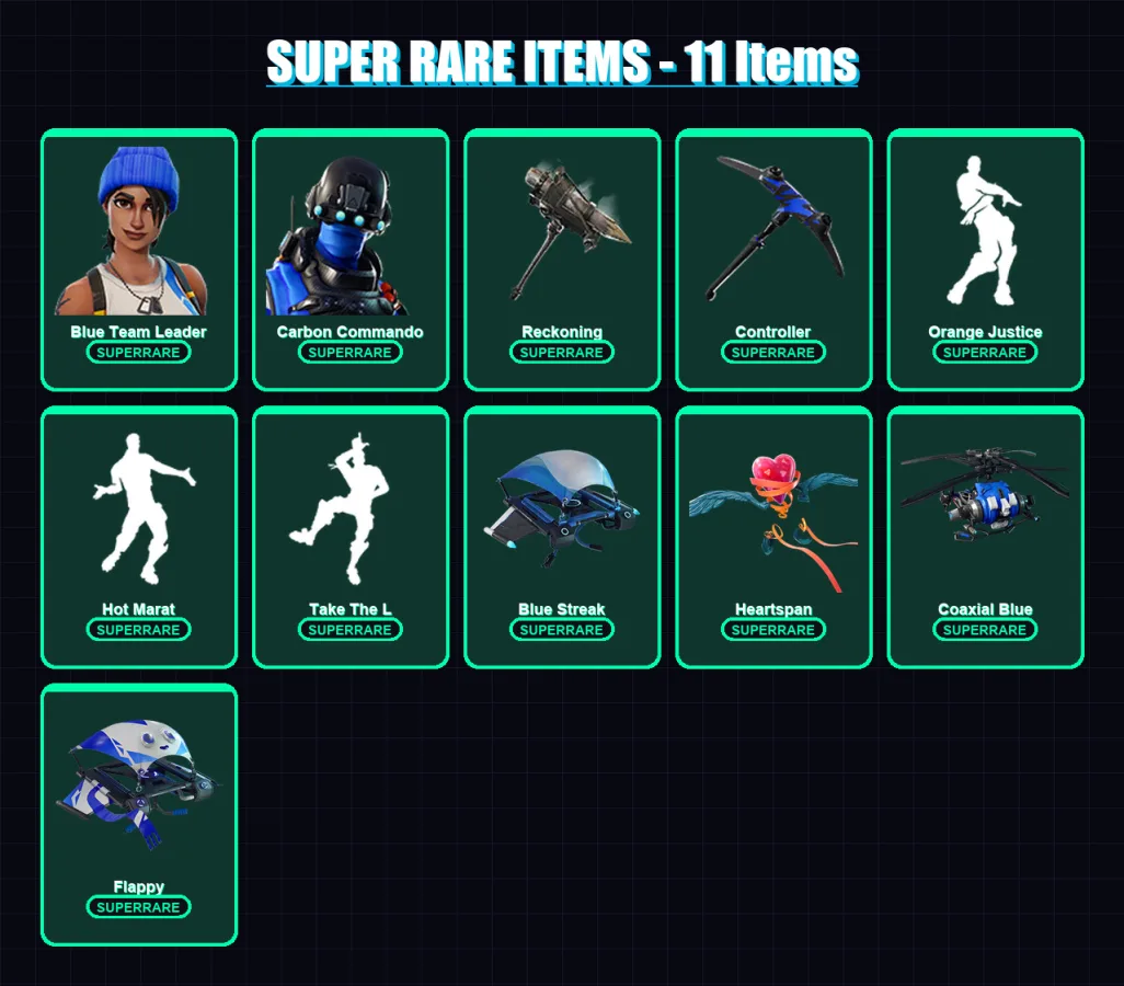 [PC/XBOX] | Blue Team Leader | Carbon Commando | Zenith | Carbide | Dark Voyager | 21 skin | 19 pickaxe | 27 emote | 28 glider | Lv307